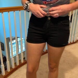 Black High Waisted Denim Shorts